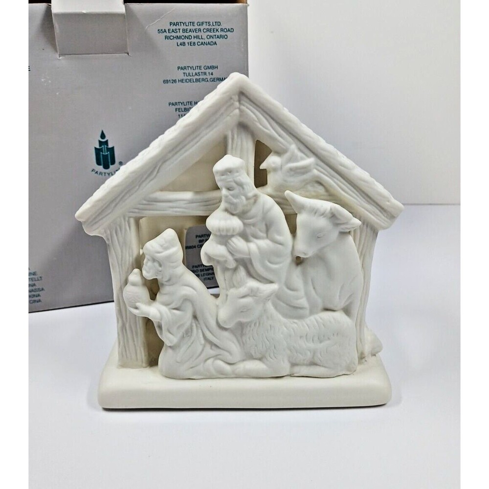 VTG PartyLite Bisque P7314 O Little Town Kings Tealight Candleholder EUC